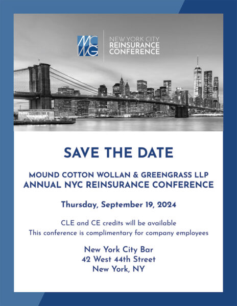 Mound Cotton NYC Reinsurance Conference Save the Date: September 19. 2024